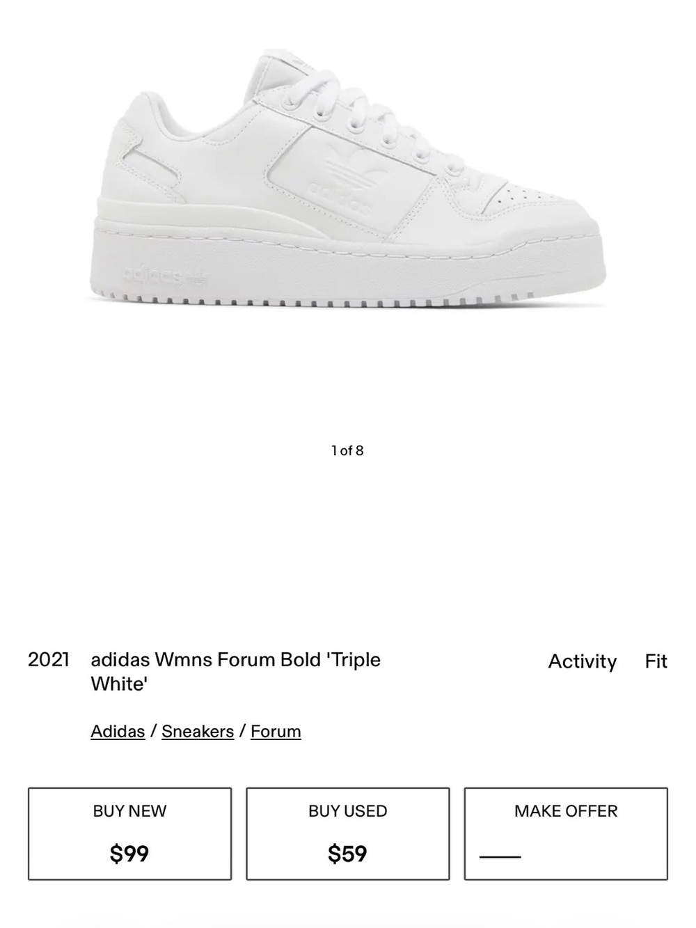 adidas Women's Forum Bold Sneakers - All White Leather